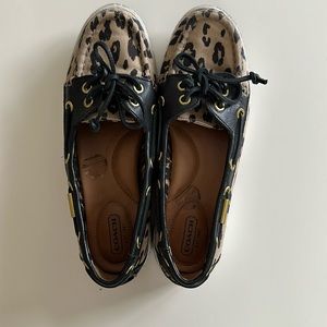Coach leopard flats boat shoes